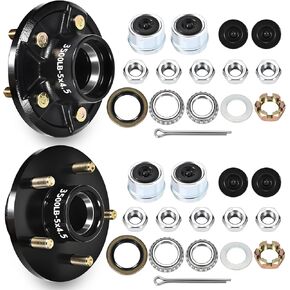 محاور مقطورة 3500 رطل 5 عروة، مجموعتان من مجموعة محور المقطورة شديدة التحمل مع 5 على 4.5 بوصة، تناسب 1-1/16 بوصة إلى 1-3/8 بوصة #84 محور دوران محور المقطورة، مجموعة محور مقطورة القارب الممتازة in Kuwait