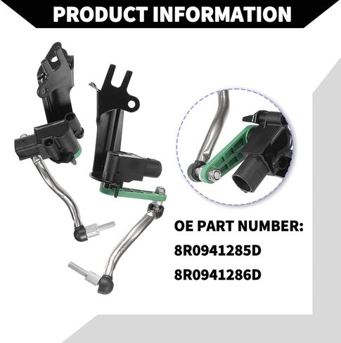 No.8R0941285D مستشعر مستوى ارتفاع التعليق لسيارة Audi Q5 2009-2017/ مستشعر مستوى المصباح الأمامي الأيسر الأيمن/معدن متين/ زوج واحد أسود in Kuwait