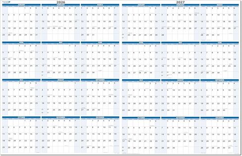 2026 and 2027 2-Year Wet & Dry-Erasable Wall Calendar Planner 24-Month 24" x 36". Complete with fine tip dry-erase marker and eraser in Saudi Arabia