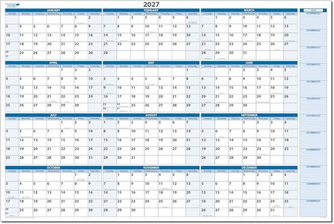 2026 Sky Blue Wet & Dry-Erasable Horizontal Wall Calendar 32h x 48w with next year planning area. Complete with marker and eraser in Saudi Arabia