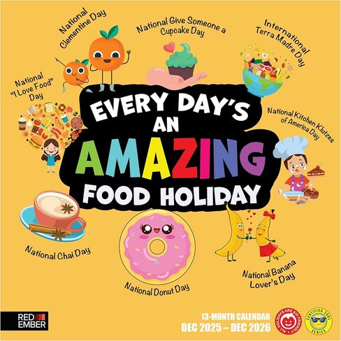 RED EMBER Every Day's an Amazing Holiday 2026 Wall Calendar 12 Month | 12" x 24" Open | Thick & Sturdy Paper | Holiday Gift | Kids Calendar 2026 in Saudi Arabia