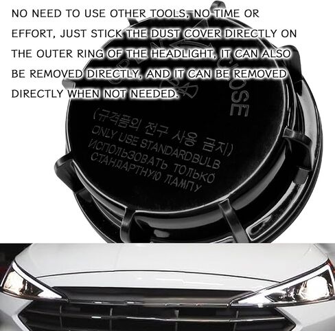 غطاء غبار المصباح الأمامي 921402D000، واقي ضوء LED مثبت ملولب، متوافق مع Hyundai Kia Sonata Optima Sportage، بديل لـ OEM 921403K000 92140-2D000 (أسود) in Saudi Arabia