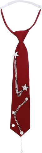 Red Tie for Women, Punk Pre-Tied Adjustable Ties with Metal Chain for Women Men Red Neck Tie for Uniform Shirt Accessory, Clothing Accessories (13 x 2.56 Inch) in Saudi Arabia
