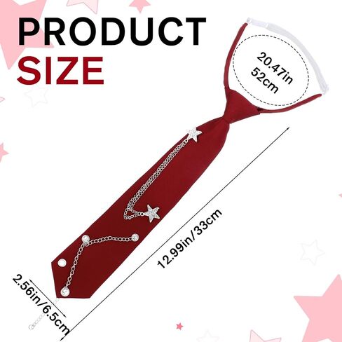 Red Tie for Women, Punk Pre-Tied Adjustable Ties with Metal Chain for Women Men Red Neck Tie for Uniform Shirt Accessory, Clothing Accessories (13 x 2.56 Inch) in Saudi Arabia