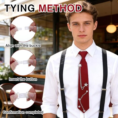 Red Tie for Women, Punk Pre-Tied Adjustable Ties with Metal Chain for Women Men Red Neck Tie for Uniform Shirt Accessory, Clothing Accessories (13 x 2.56 Inch) in Saudi Arabia