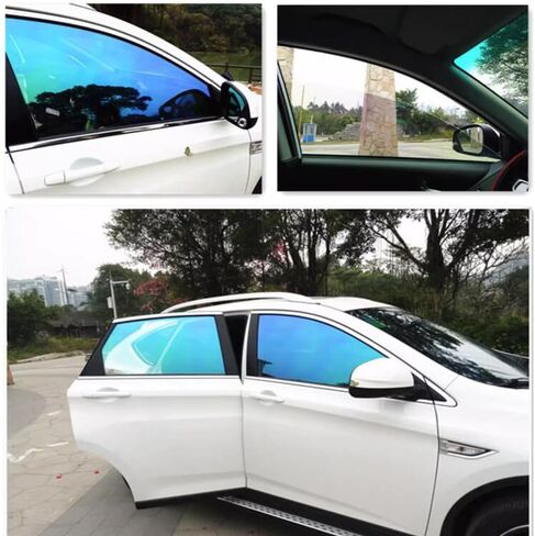 Blue Chameleon Window Tint VLT 67% - Auto Tints for Car Side Windows Protection, Ceramic Window Tint, Blue Change to Green Window Film for Automotive 19.69" x 118.11" in Kuwait