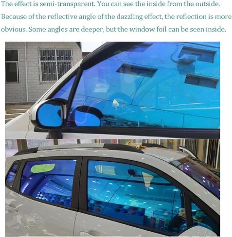 Blue Chameleon Window Tint VLT 67% - Auto Tints for Car Side Windows Protection, Ceramic Window Tint, Blue Change to Green Window Film for Automotive 19.69" x 118.11" in Kuwait