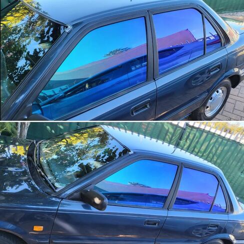 Blue Chameleon Window Tint VLT 67% - Auto Tints for Car Side Windows Protection, Ceramic Window Tint, Blue Change to Green Window Film for Automotive 19.69" x 118.11" in Kuwait