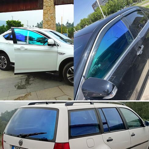 Blue Chameleon Window Tint VLT 67% - Auto Tints for Car Side Windows Protection, Ceramic Window Tint, Blue Change to Green Window Film for Automotive 19.69" x 118.11" in Kuwait