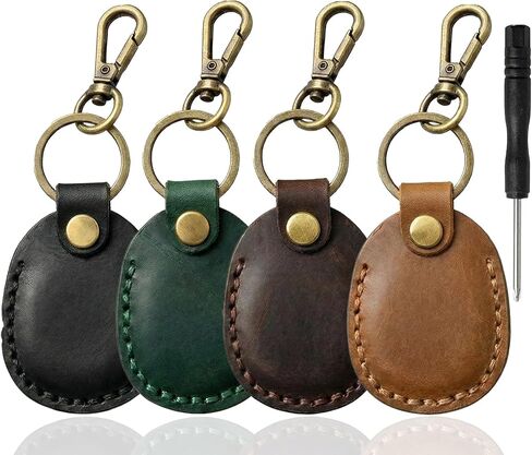4 Pack Genuine Leather Holder Keychain for Apple Airtag Handmade Case in Kuwait