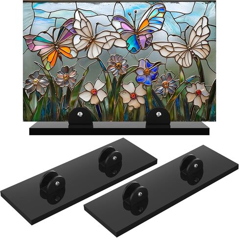 RattanView 2 Pcs Acrylic Adjustable Glass Display Stands Easel for Glass Art Creations, Stained, Ceramic Tiles, Plaques, Picture, Collectibles Ceramic Tiles Photo Office Trade Show Office, or Home in Saudi Arabia