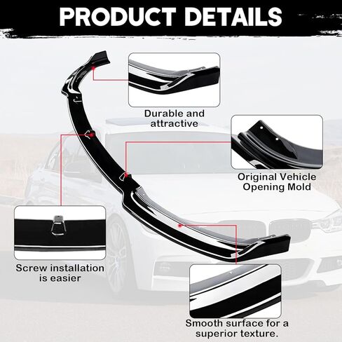 Front Bumper Lip Splitter Spoiler for 2013-2018 BMW 3 Series F30 F31 F35 320i 325i 328i 335i Base Replacement Front Parts Accessories (Gloss Black) in Saudi Arabia