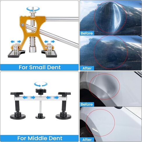 مجموعة أدوات سحب انبعاجات السيارة مكونة من 135 قطعة، مجموعة أدوات إزالة انبعاجات السيارة بدون طلاء مع مطرقة منزلقة 3 في 1 على شكل حرف T وساحبة جسر وكأس شفط، طقم إصلاح دنت لإزالة أضرار بَرَد الجسم التلقائي الكبيرة والصغيرة in Kuwait