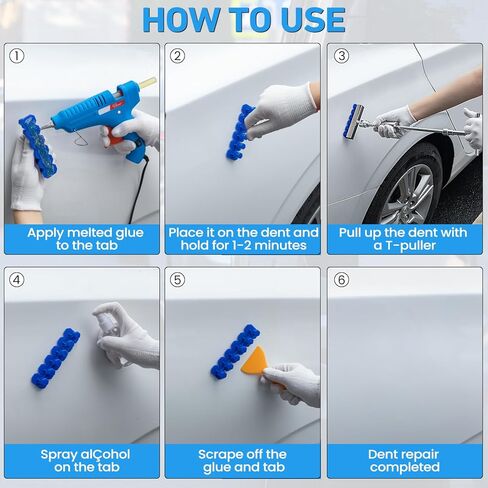 مجموعة أدوات سحب انبعاجات السيارة مكونة من 135 قطعة، مجموعة أدوات إزالة انبعاجات السيارة بدون طلاء مع مطرقة منزلقة 3 في 1 على شكل حرف T وساحبة جسر وكأس شفط، طقم إصلاح دنت لإزالة أضرار بَرَد الجسم التلقائي الكبيرة والصغيرة in Kuwait