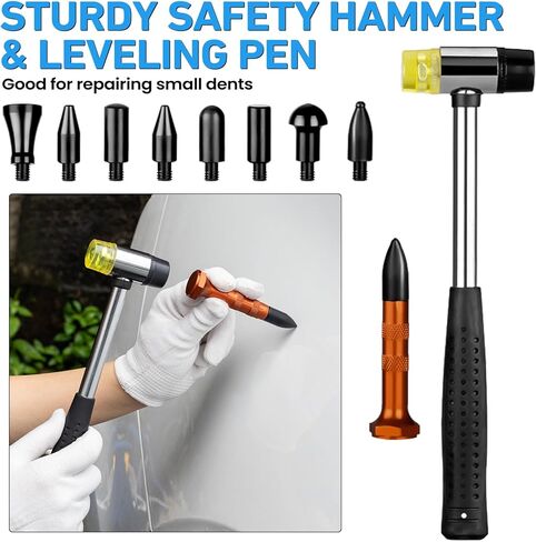 مجموعة أدوات سحب انبعاجات السيارة مكونة من 135 قطعة، مجموعة أدوات إزالة انبعاجات السيارة بدون طلاء مع مطرقة منزلقة 3 في 1 على شكل حرف T وساحبة جسر وكأس شفط، طقم إصلاح دنت لإزالة أضرار بَرَد الجسم التلقائي الكبيرة والصغيرة in Kuwait