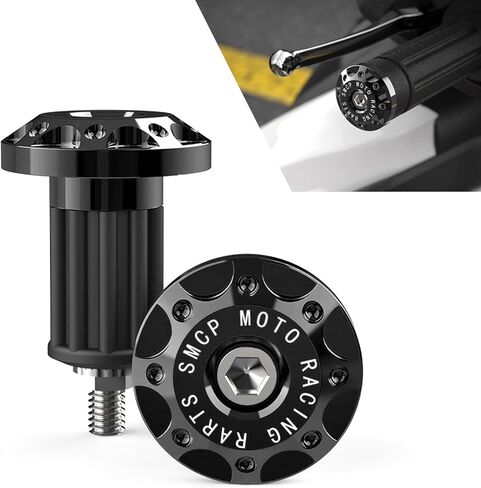 2 PCS Motorcycle Handlebar End Plugs, Aluminum Motorcycle Grip Caps, Anti Vibration Silder Plug, Universal for Electric Scooters & Motorbikes with 0.63"-0.71" Handlebar ID (Black) in Saudi Arabia