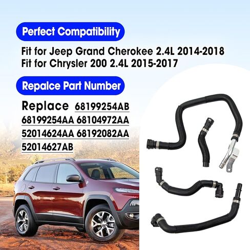 4 Pcs HVAC Heater Supply Return Hose Set Replace 68199254AB 68199254AA 68104972AA 52014624AA 68192082AA 52014627AB Fit for Jeep Grand Cherokee 2014-2018 Chrysler 200 2015-2017 in Saudi Arabia