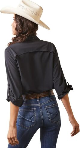 ARIAT Women's Venttek Stretch Long Sleeve Button Down Western Shirt Black US in Saudi Arabia