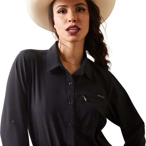 ARIAT Women's Venttek Stretch Long Sleeve Button Down Western Shirt Black US in Saudi Arabia