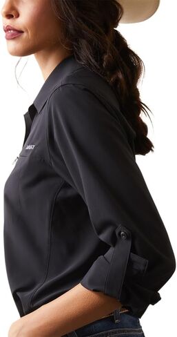 ARIAT Women's Venttek Stretch Long Sleeve Button Down Western Shirt Black US in Saudi Arabia