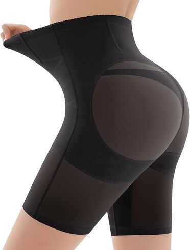 ملابس داخلية للنساء للتحكم في البطن، رفع المؤخرة، شورت عالي الخصر لتشكيل الجسم تحت الفساتين، الفخذ أنحف باللون الأسود، مقاس 2X-Large in Kuwait