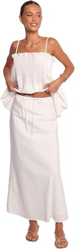 Petal & Pup Womens Elena-Cotton-Maxi-Skirt-White in Saudi Arabia