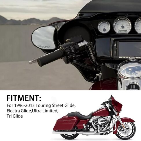 PSLER دراجة نارية داخلية هدية جبل مرآة الرؤية الخلفية مرايا 10 مم للتجول FLH Street Glide FLHX Electra Glide FLHT FLHTCU Ultra Limited FLHTK Tri Glide Trike Ultra Classic Accessories 1996-2013 in Saudi Arabia