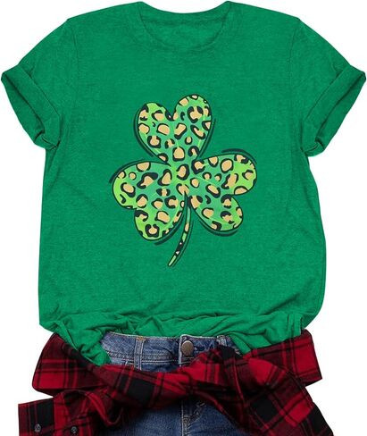 قمصان St Patrick's للسيدات قميص Lucky Irish Shamrock Paddy's لطيف برسومات شامروك وأكمام قصيرة in Kuwait