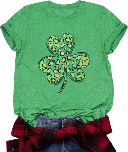 قمصان St Patrick's للسيدات قميص Lucky Irish Shamrock Paddy's لطيف برسومات شامروك وأكمام قصيرة in Kuwait