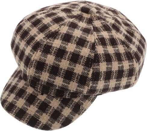 Artist Beret Hat Cap French Beanie Plaid Cotton Vintage Painter Beret for Women Students Coffee Color Classic Eight-Panel Painting Hat in Saudi Arabia