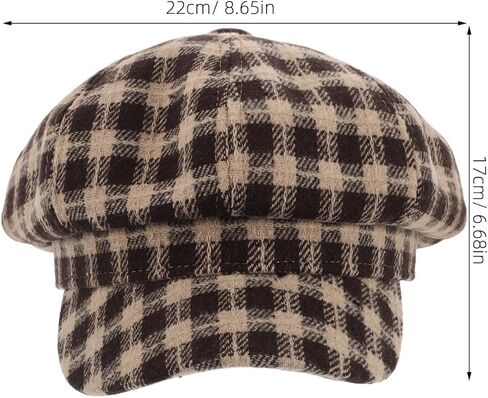 Artist Beret Hat Cap French Beanie Plaid Cotton Vintage Painter Beret for Women Students Coffee Color Classic Eight-Panel Painting Hat in Saudi Arabia