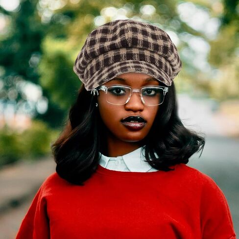 Artist Beret Hat Cap French Beanie Plaid Cotton Vintage Painter Beret for Women Students Coffee Color Classic Eight-Panel Painting Hat in Saudi Arabia