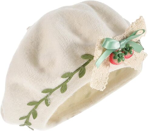 Uonlytech Strawberry Beret Hat for Wool Kawaii Decorative Lolita Beret M 56-58cm Cute Hair Accessory for Teens and Casual Wear in Saudi Arabia