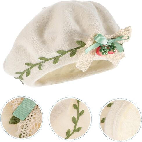 Uonlytech Strawberry Beret Hat for Wool Kawaii Decorative Lolita Beret M 56-58cm Cute Hair Accessory for Teens and Casual Wear in Saudi Arabia