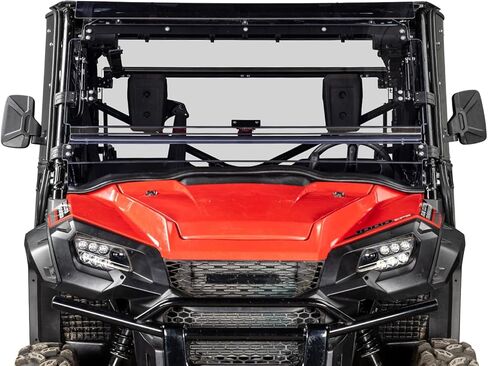 زجاج أمامي من البولي كربونات المقاوم للخدش في الميدان لسيارة Honda Pioneer 1000/1000-5/1000-6: 2016+ - مطلي بالصلب، سهل التركيب in Kuwait