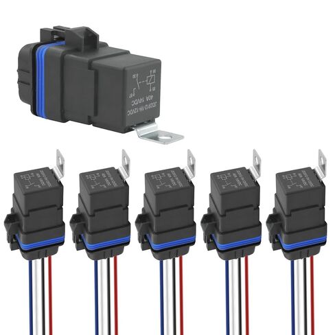 2 حزمة مرحل مقاوم للماء ومجموعة تسخير 40A 14V DC، 5 Pin SPDT Car Relay مع أسلاك نحاسية شديدة التحمل 14 AWG in Kuwait