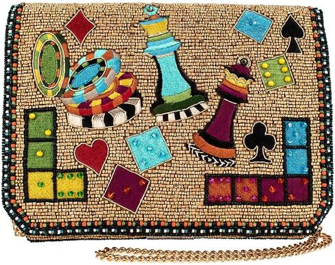 Mary Frances Game On Beaded Crossbody Clutch Handbag, Gold in Saudi Arabia