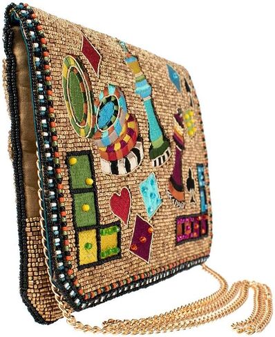 Mary Frances Game On Beaded Crossbody Clutch Handbag, Gold in Saudi Arabia
