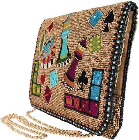 Mary Frances Game On Beaded Crossbody Clutch Handbag, Gold in Saudi Arabia