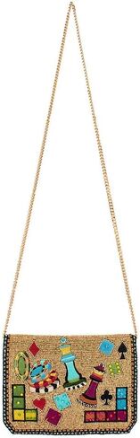 Mary Frances Game On Beaded Crossbody Clutch Handbag, Gold in Saudi Arabia