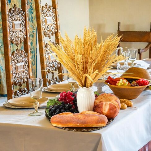 مجموعة تزيين طاولة المناولة المقدسة Mesas De Santa Ceia 3 خبز مزيف و5 عناقيد من العنب المزيف و25 سيقان قمح مجفف ديكور طاولة القربان المقدس لمستلزمات الكنيسة المقدسة سانتا سيا in Saudi Arabia