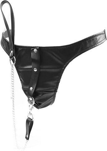 Men's Leather Thong Fashion Punk Style Pants Black Sexy Costume Accessory - Bold Biker Rock Party Wear Outfit in Saudi Arabia