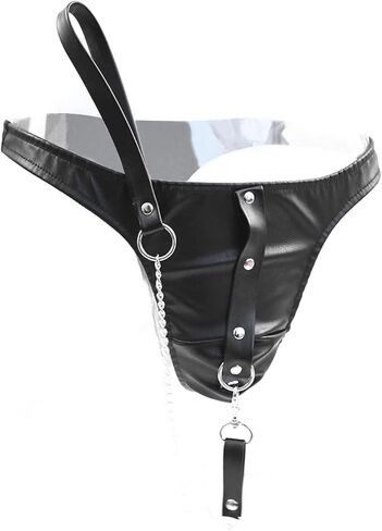 Men's Leather Thong Fashion Punk Style Pants Black Sexy Costume Accessory - Bold Biker Rock Party Wear Outfit in Saudi Arabia