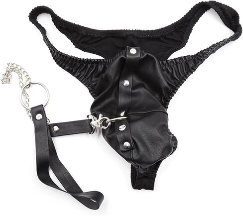 Men's Leather Thong Fashion Punk Style Pants Black Sexy Costume Accessory - Bold Biker Rock Party Wear Outfit in Saudi Arabia