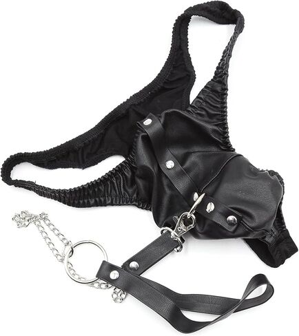 Men's Leather Thong Fashion Punk Style Pants Black Sexy Costume Accessory - Bold Biker Rock Party Wear Outfit in Saudi Arabia