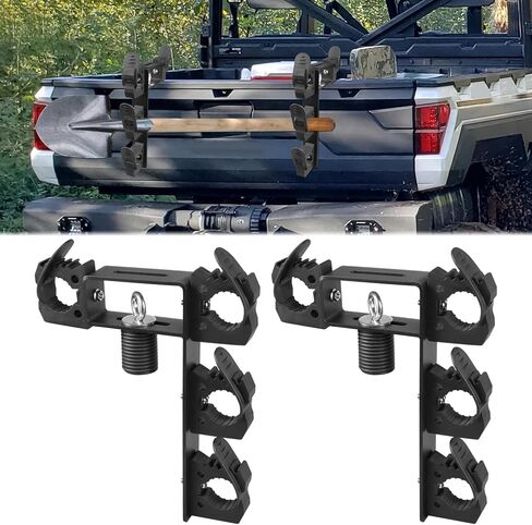 Dual Tool Hooks Rack Mount Holder Compatible With For UTV Polaris Ranger 1000 xp 900 800 700 500 570 General 1000 With 1-7/16" Hole Cargo Bed Mount Shovel Farm Hunting Tool Carrier Storage in Saudi Arabia