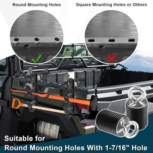 Dual Tool Hooks Rack Mount Holder Compatible With For UTV Polaris Ranger 1000 xp 900 800 700 500 570 General 1000 With 1-7/16" Hole Cargo Bed Mount Shovel Farm Hunting Tool Carrier Storage in Saudi Arabia