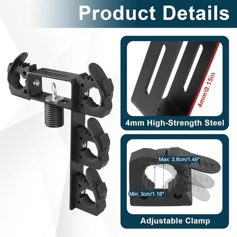 Dual Tool Hooks Rack Mount Holder Compatible With For UTV Polaris Ranger 1000 xp 900 800 700 500 570 General 1000 With 1-7/16" Hole Cargo Bed Mount Shovel Farm Hunting Tool Carrier Storage in Saudi Arabia