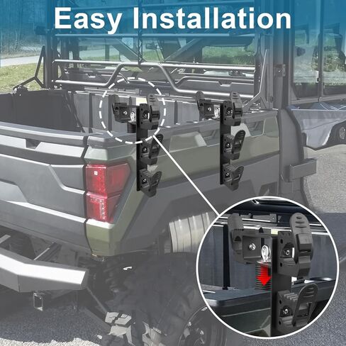 Dual Tool Hooks Rack Mount Holder Compatible With For UTV Polaris Ranger 1000 xp 900 800 700 500 570 General 1000 With 1-7/16" Hole Cargo Bed Mount Shovel Farm Hunting Tool Carrier Storage in Saudi Arabia