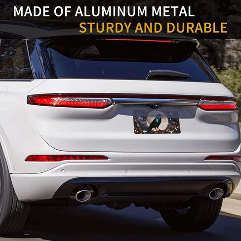 Raven Trees Leaves Moon Fairy Lights Front License Plate for Women Car Vanity Plates Decorative Aluminum Metal Cute Novelty License Plate Cover for Men 6x12 Inch (4 Holes) in Saudi Arabia